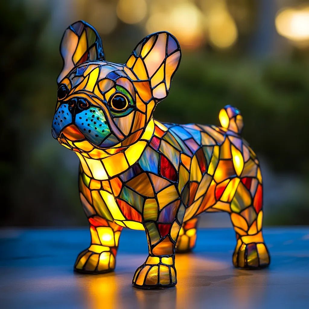 Dog-shaped mosaic lamp featuring a vibrant glass design, perfect for adding a playful touch to your living room or bedroom decor. 0